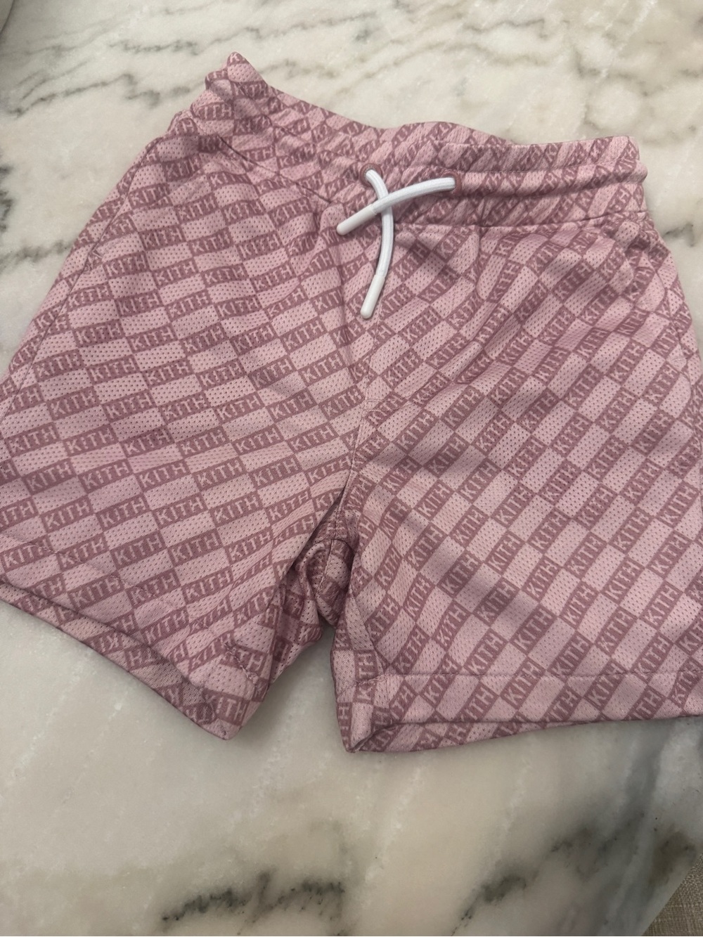 SMITH Pink Logo-Print Drawstring Kids Shorts